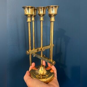 Vintage brass candelabra 5 arm adjustable candle holder